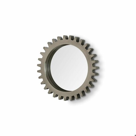 HOMEROOTS 26 in. Round Grey Wood Frame Wall Mirror 376391